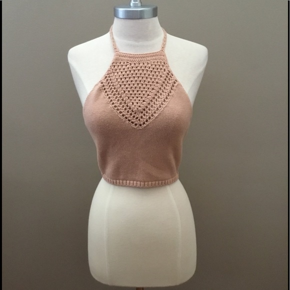 Kendall & Kylie Tops - Kendall & Kylie Rose Pink Knit Halter Top